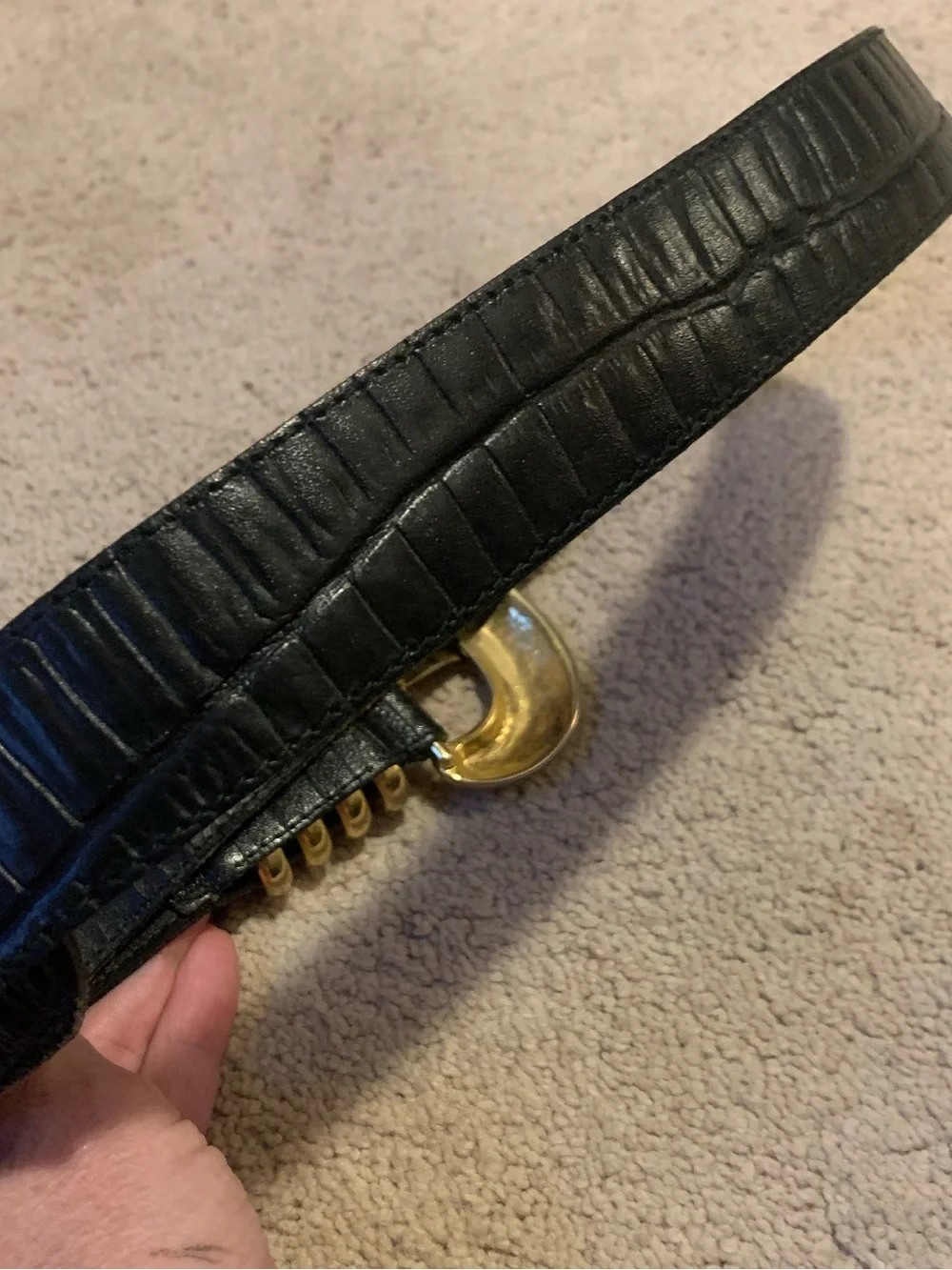 Vintage “The Limited” Made in Italy Black Leather Belt with Gold Buckle